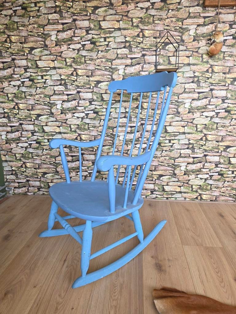 Vintage blauwe schommelstoel, Gebruikt, Blauw, Ophalen of Verzenden, Eén