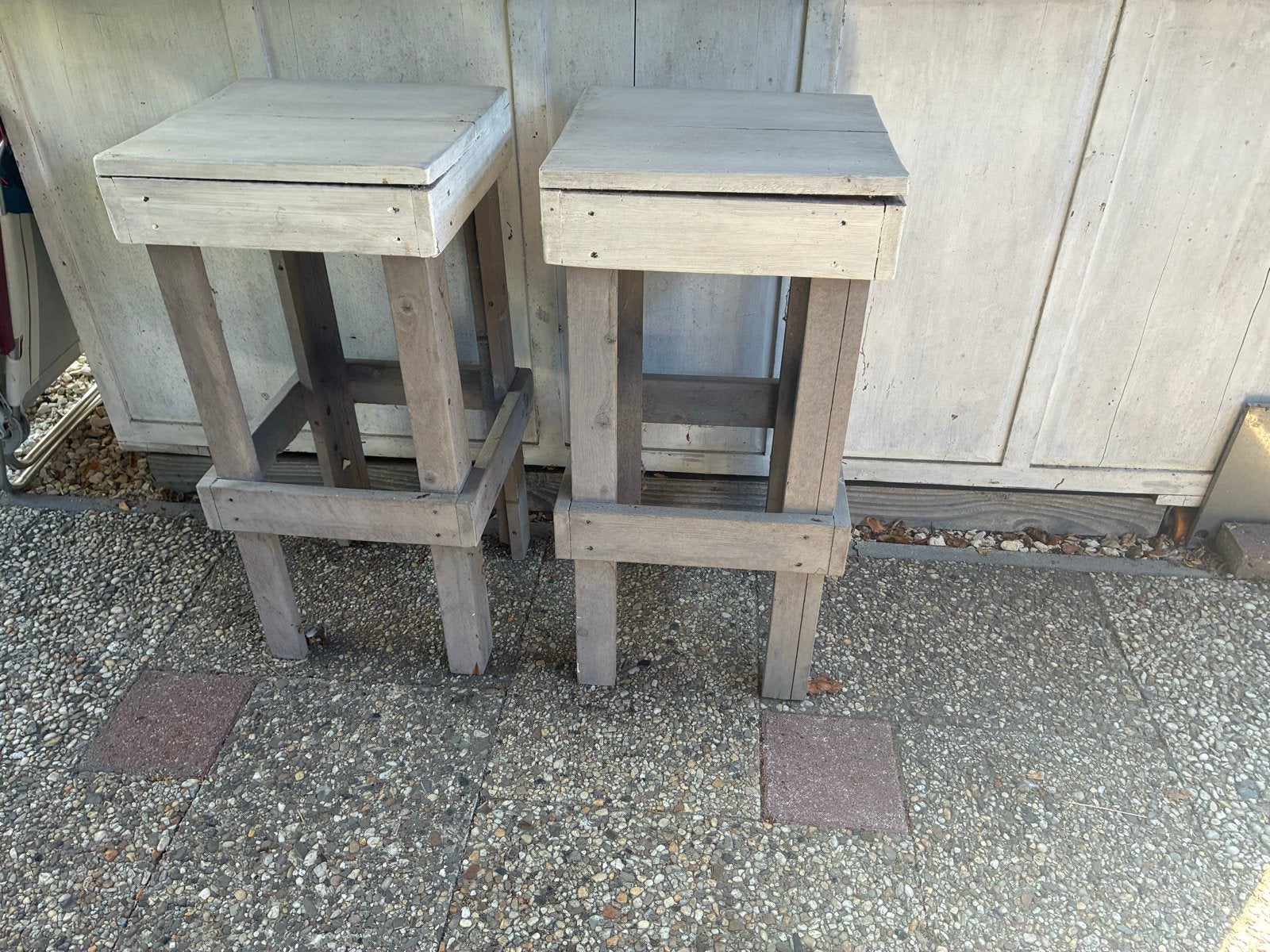 Set van 2 robuuste houten krukken, Ophalen, Gebruikt, Hout