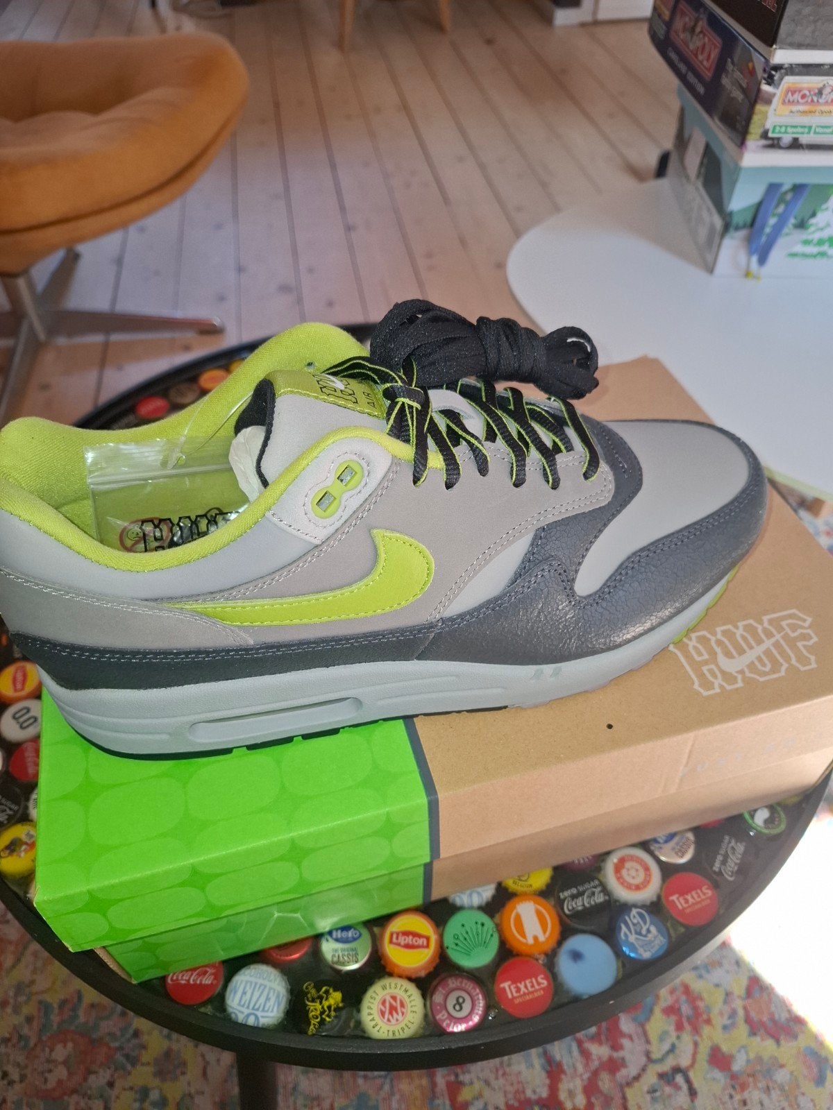 Nike Air Max 1 SP HUF Anthracite/Pear-Medium Grey, Ophalen, Overige kleuren, Nike, Nieuw