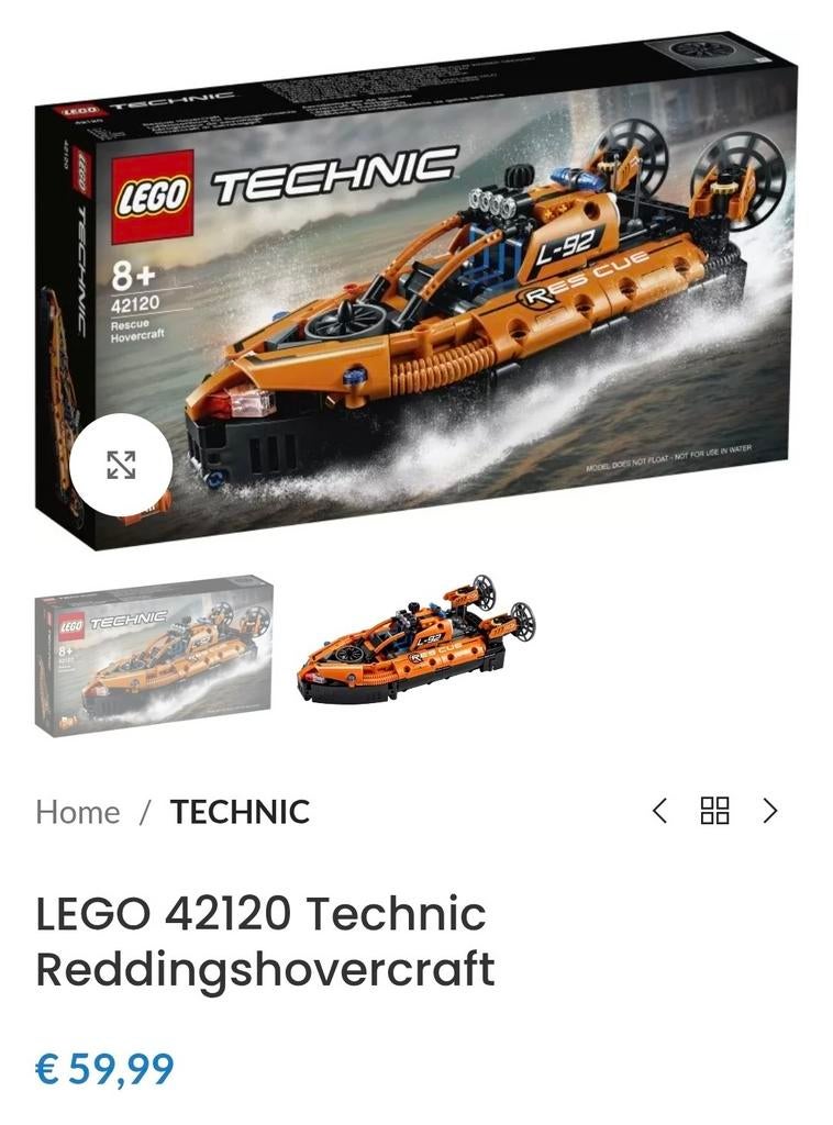 LEGO Technic 42120 Reddinghovercraft, Ophalen, Lego, Compleet, Zo goed als nieuw
