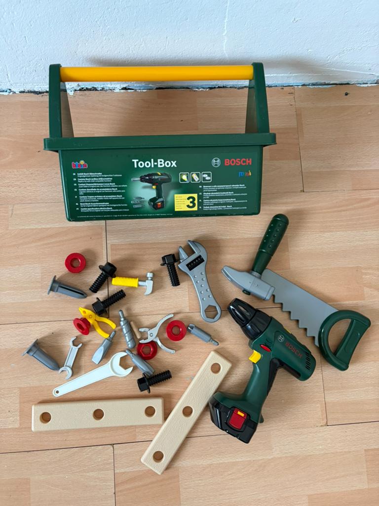 Klein Toys Bosch mini- speelgoed gereedschapskist, Kinderen en Baby's, Ophalen of Verzenden, Zo goed als nieuw, Knutselen, Met geluid