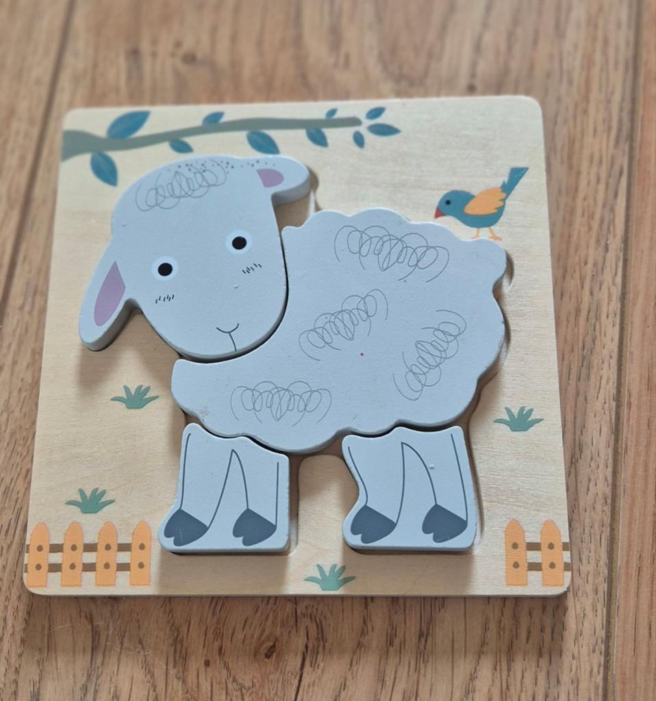Houten  Schaap puzzel 15x15 cm, Ophalen of Verzenden, 10 tot 50 stukjes