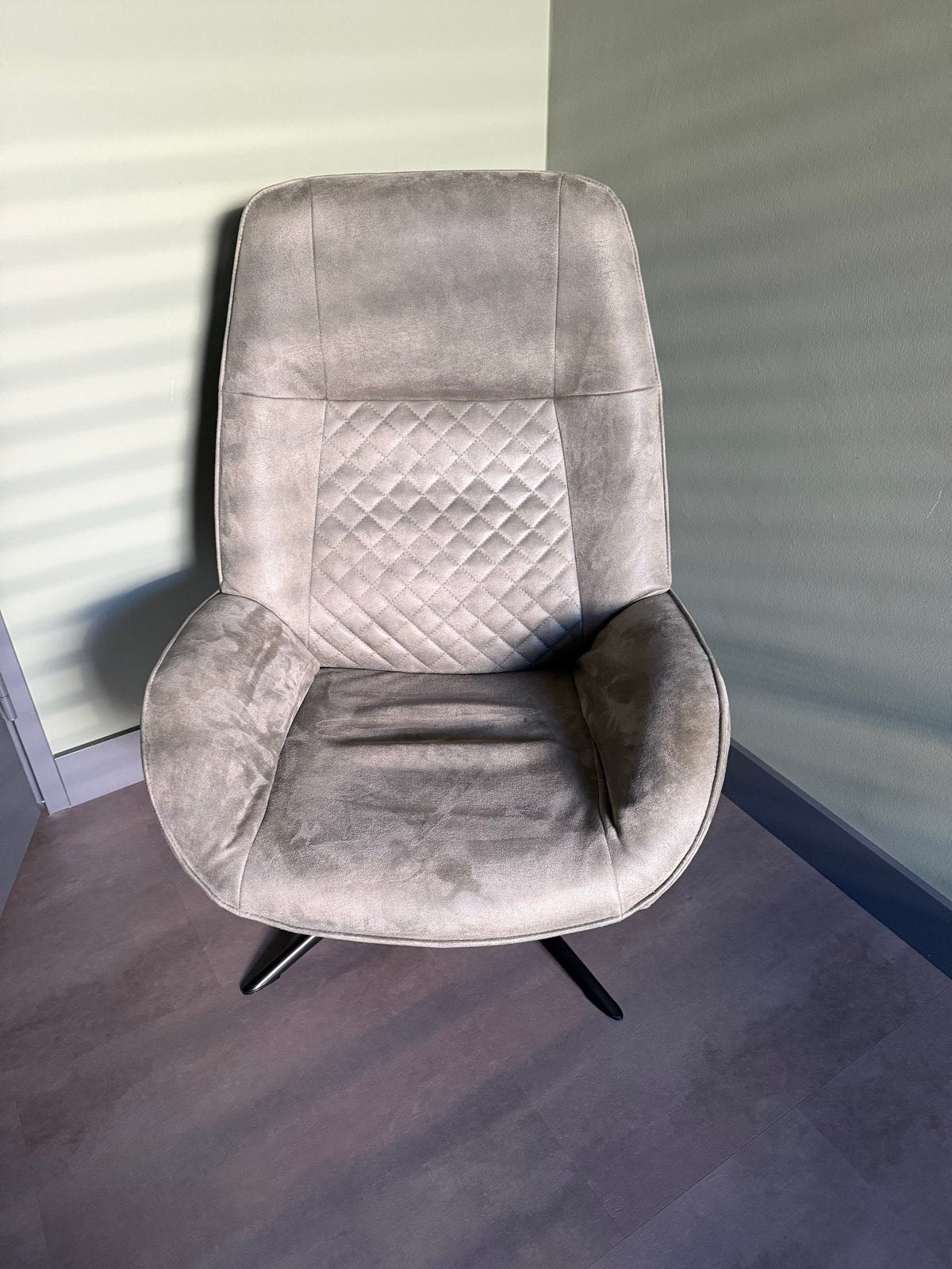 Comfortabele fauteuil met voetenbank - Grijs/Groen, Ophalen, Gebruikt, Eén, Stof
