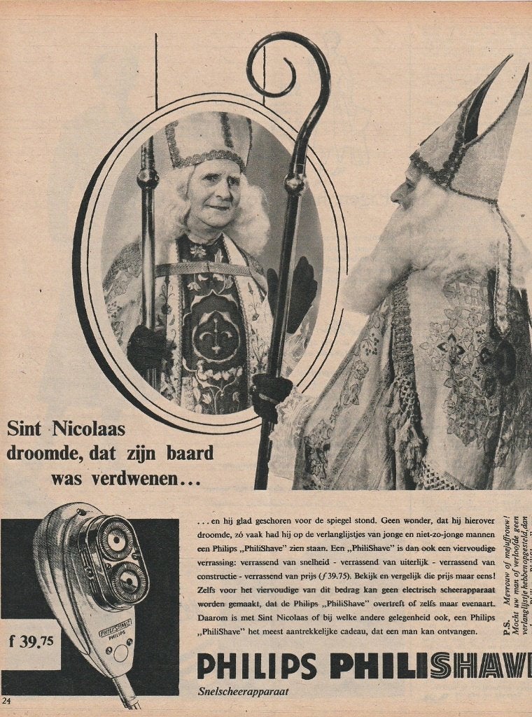 Retro reclame 1960 Philips scheerapparaat Sinterklaas ook, Verzamelen, Verzenden, Overige typen