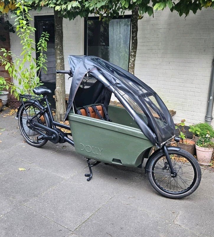Nette Dolly elektrische Bakfiets 2023 MatBlack / ArmyGreen, Fietsen en Brommers, Gebruikt, 2 kinderen, Elektrisch, Schijfrem