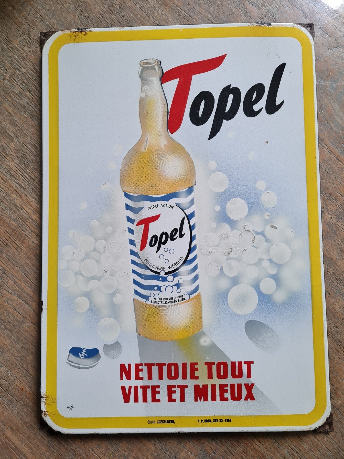 topel emaille bord origineel firma koekelberg, Ophalen of Verzenden, Gebruikt, Reclamebord