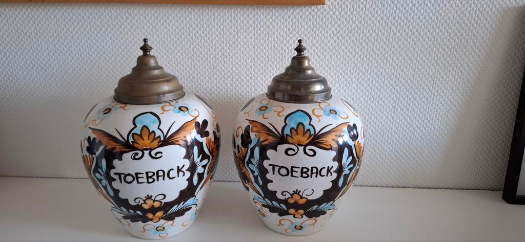 Twee Toeback potten tabakspotten, Antiek en Kunst, Ophalen