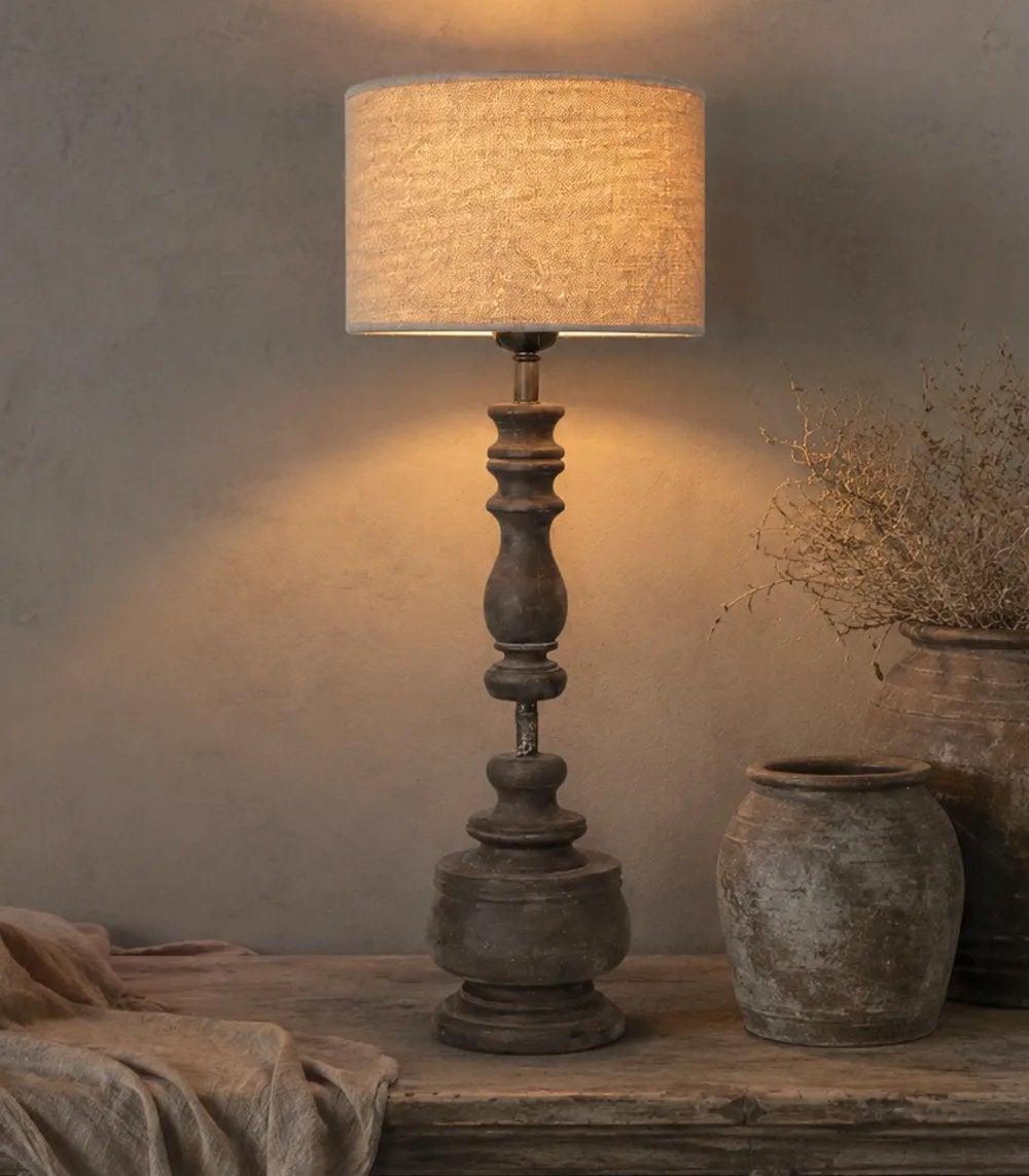 Houten lampenvoet landelijk - 49 cm, Huis en Inrichting, Lampen | Tafellampen, 49 cm, N, Overige merken, N