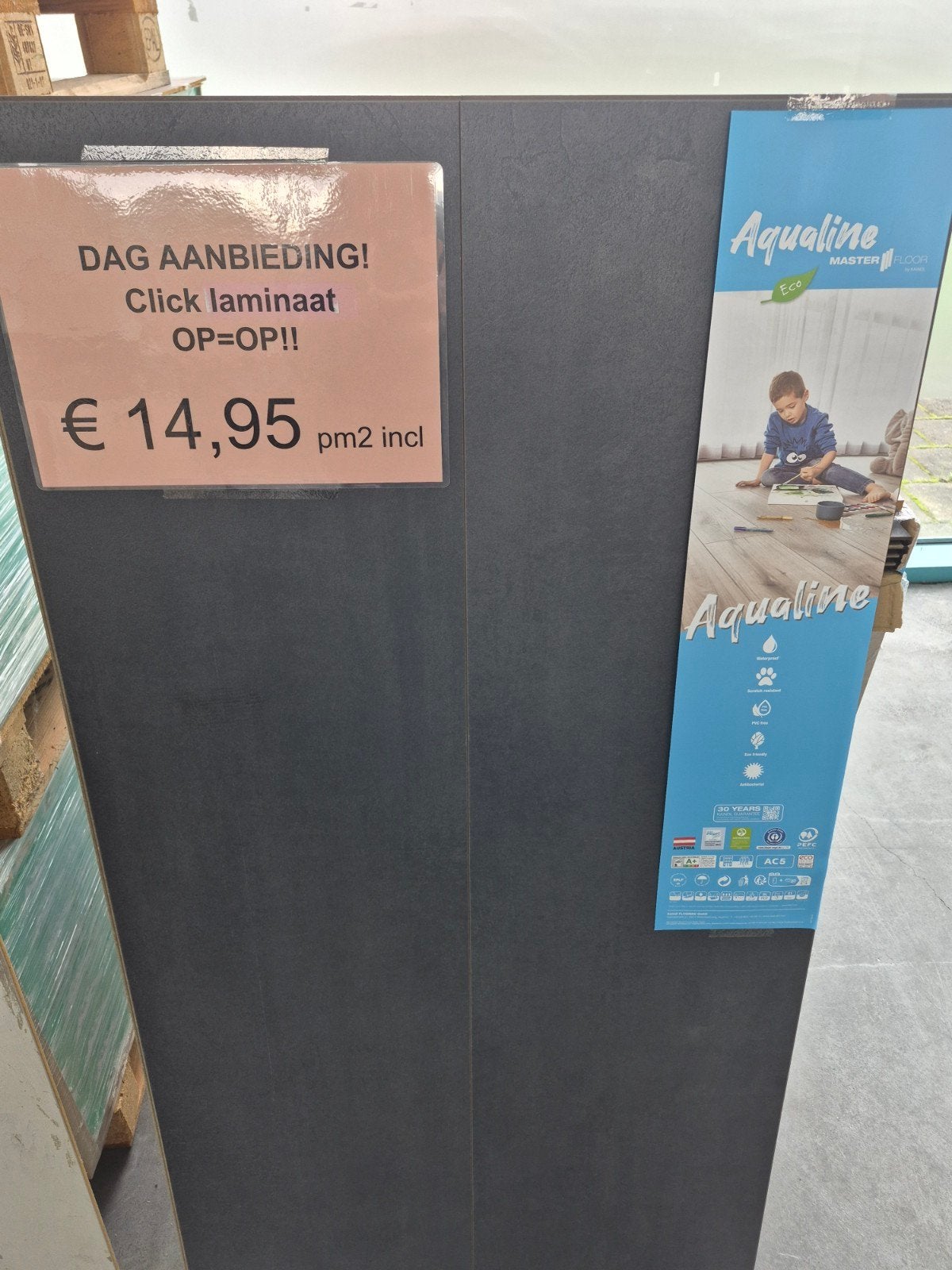 Aqualine Masterfloor XL Laminaat - Betonlook, Ophalen, Overige materialen, 30 cm of meer, 50 tot 150 cm