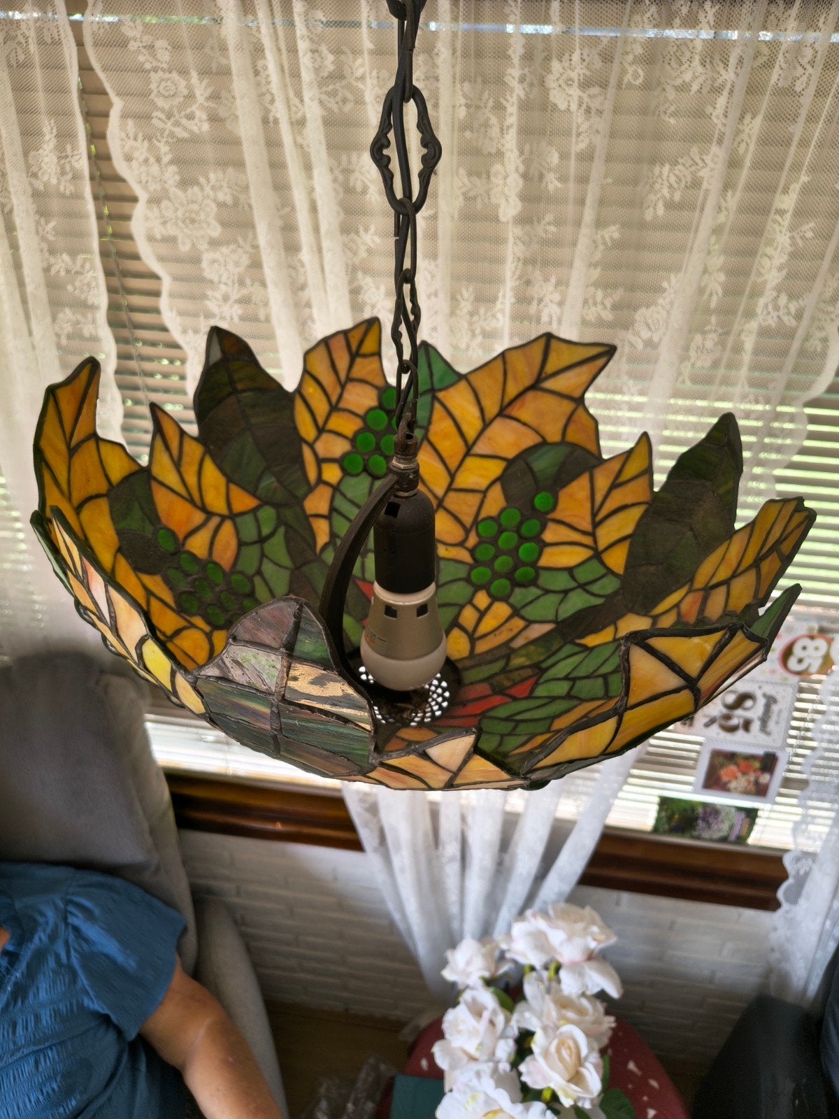 Hanglamp merk: Tiffany, Ophalen, Gebruikt, Natuurlijk materiaal, Tiffeny