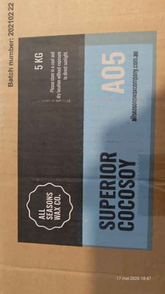 Kaarsvet Kokos Soja A05 All Season Wax 5Kg kaarsvet, Ophalen of Verzenden