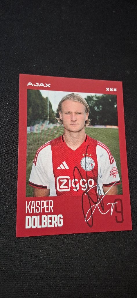 Spelerskaart met handtekening; Kasper Dolberg # Ajax, Ophalen of Verzenden, Nieuw, Ajax, Spelerskaart