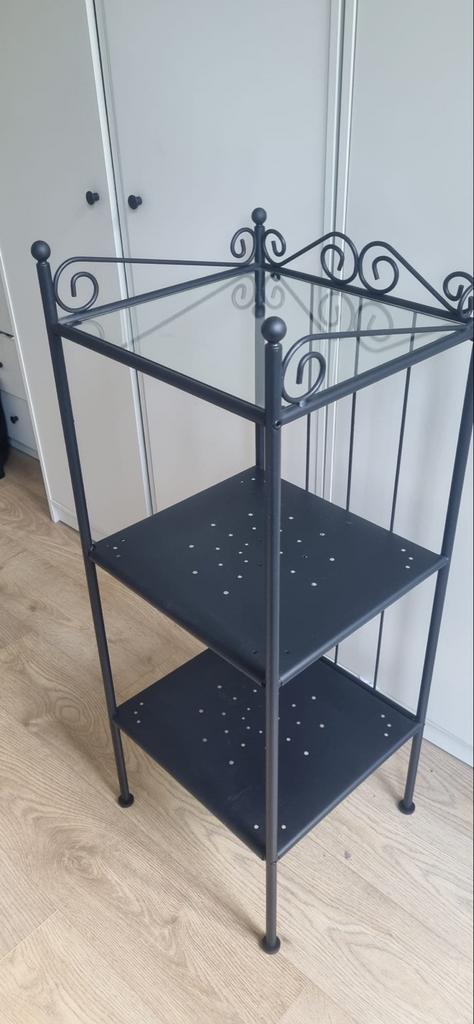 Ikea metalen rek met glazen blad - 100x40x40 cm, Ophalen, Zo goed als nieuw