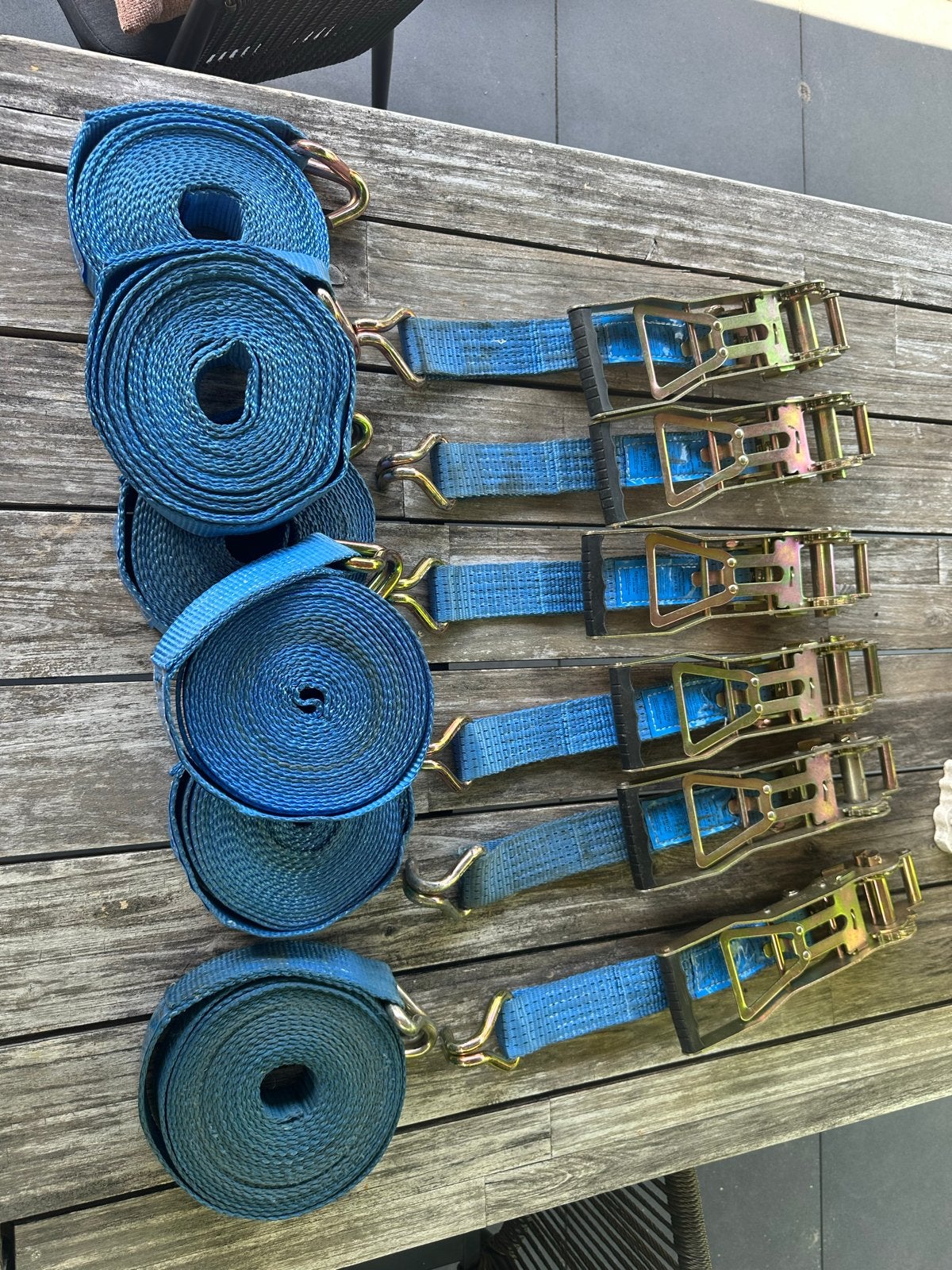 Spanbanden set - 6 stuks, 8.6M lang, 2500 daN, Ophalen of Verzenden, Gebruikt