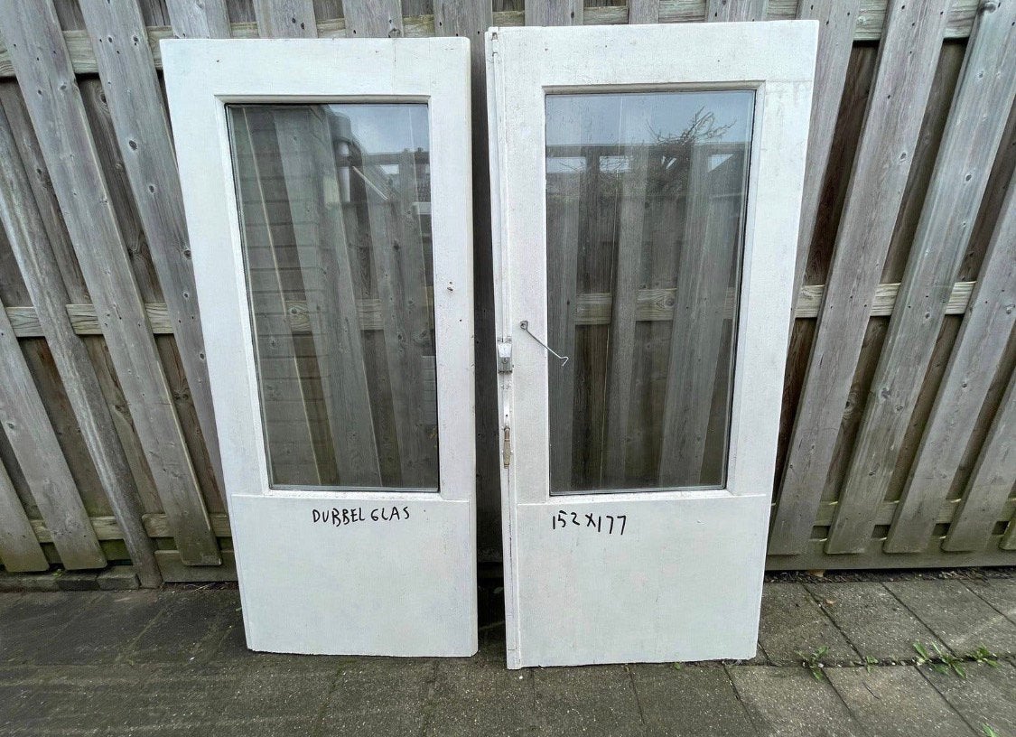 Serre deuren / dubbel glas, Doe-het-zelf en Verbouw, Ophalen, Gebruikt, Deurkozijn, 150 tot 225 cm