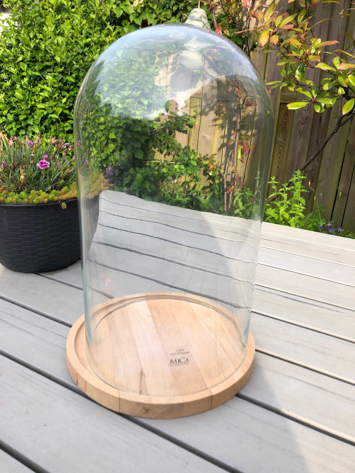Stolp groot met onderbord mica 37 cm hoog!, Glas, Ophalen, Gebruikt, 24 cm