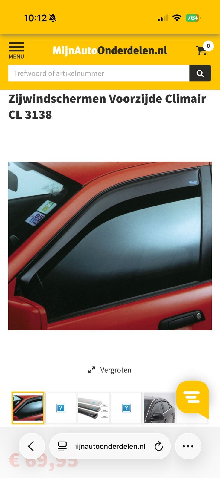 Zijwindscherm voorzijde Hyundai Getz 5 drs. 2002-2008, Ophalen, Nieuw, Hyundai