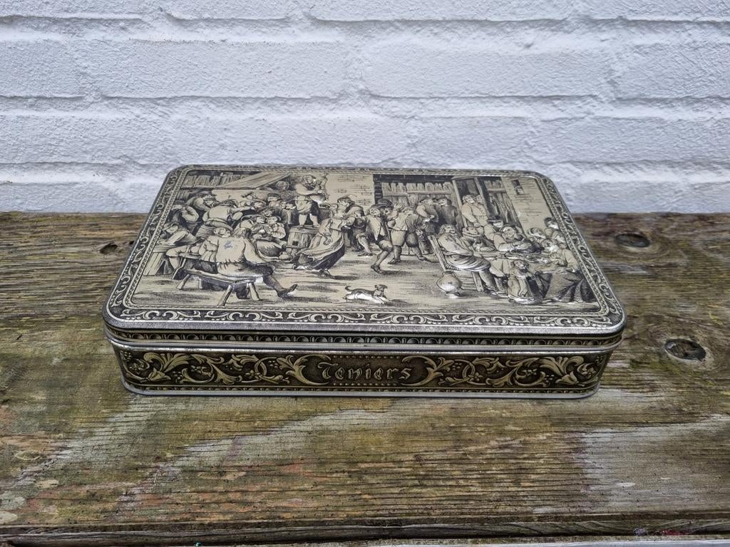 retro koekblik, koektrommel, GBC België Teniers, Verzamelen, Blikken, Ophalen of Verzenden, Gebruikt, Koek(jes), Overige merken