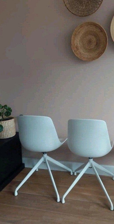 2 draaibare stoelen met metalen onderstel, Ophalen, Wit, Metaal