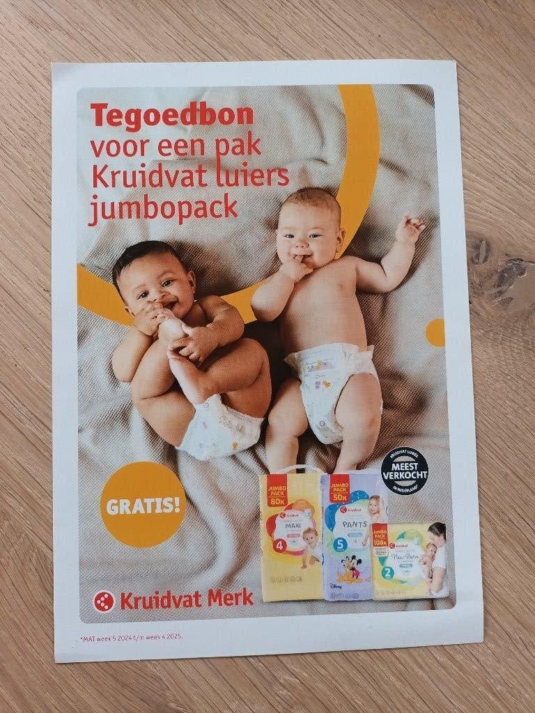Tegoedbon voor gratis jumbopack luiers kruidvat, Ophalen of Verzenden, Nieuw, Overige typen, Overige merken