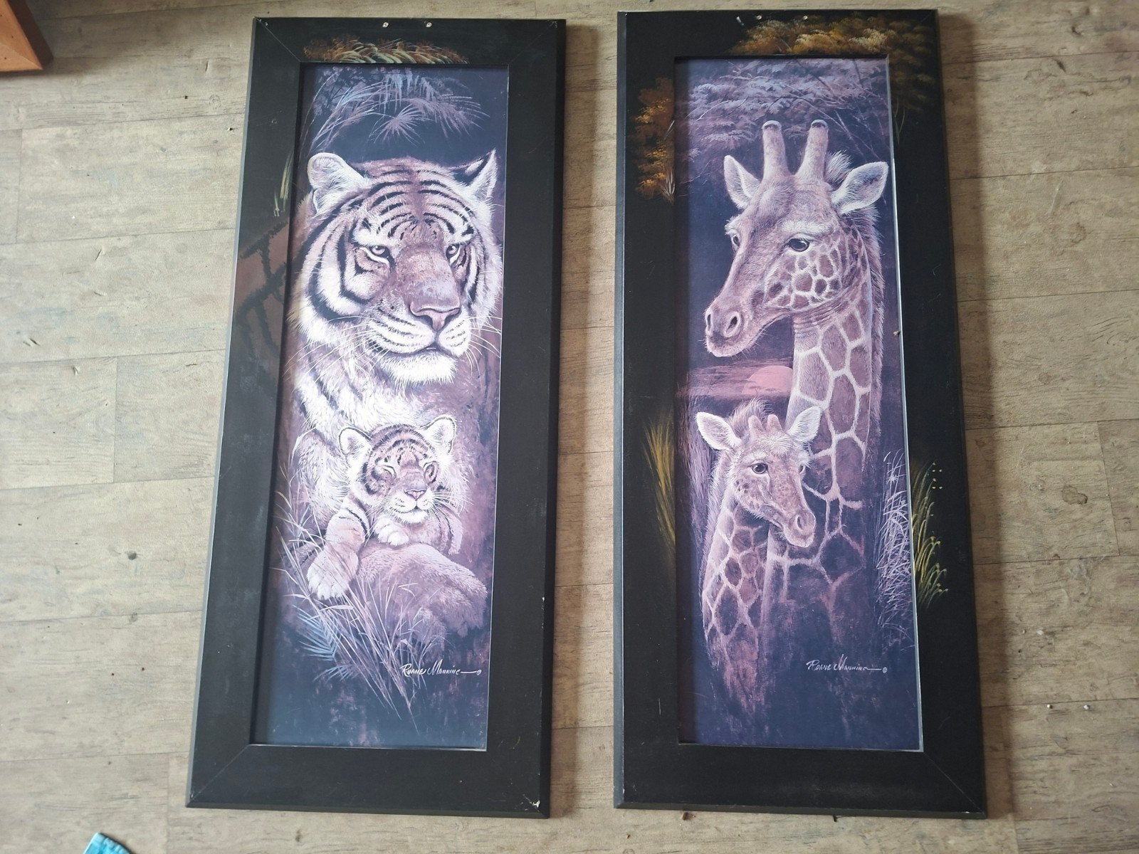 Schilderijen Tijger en Giraffe - Set van 2, Ophalen