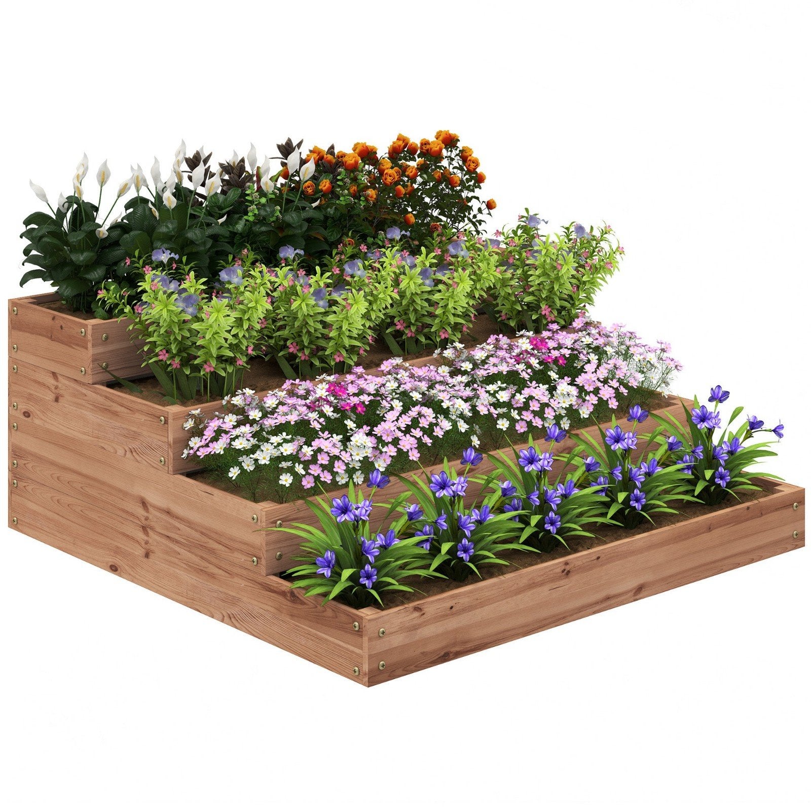 Houten bloembak met 3 niveaus voor tuin of balkon, Ophalen, Gebruikt, 100 cm of meer, Balkon