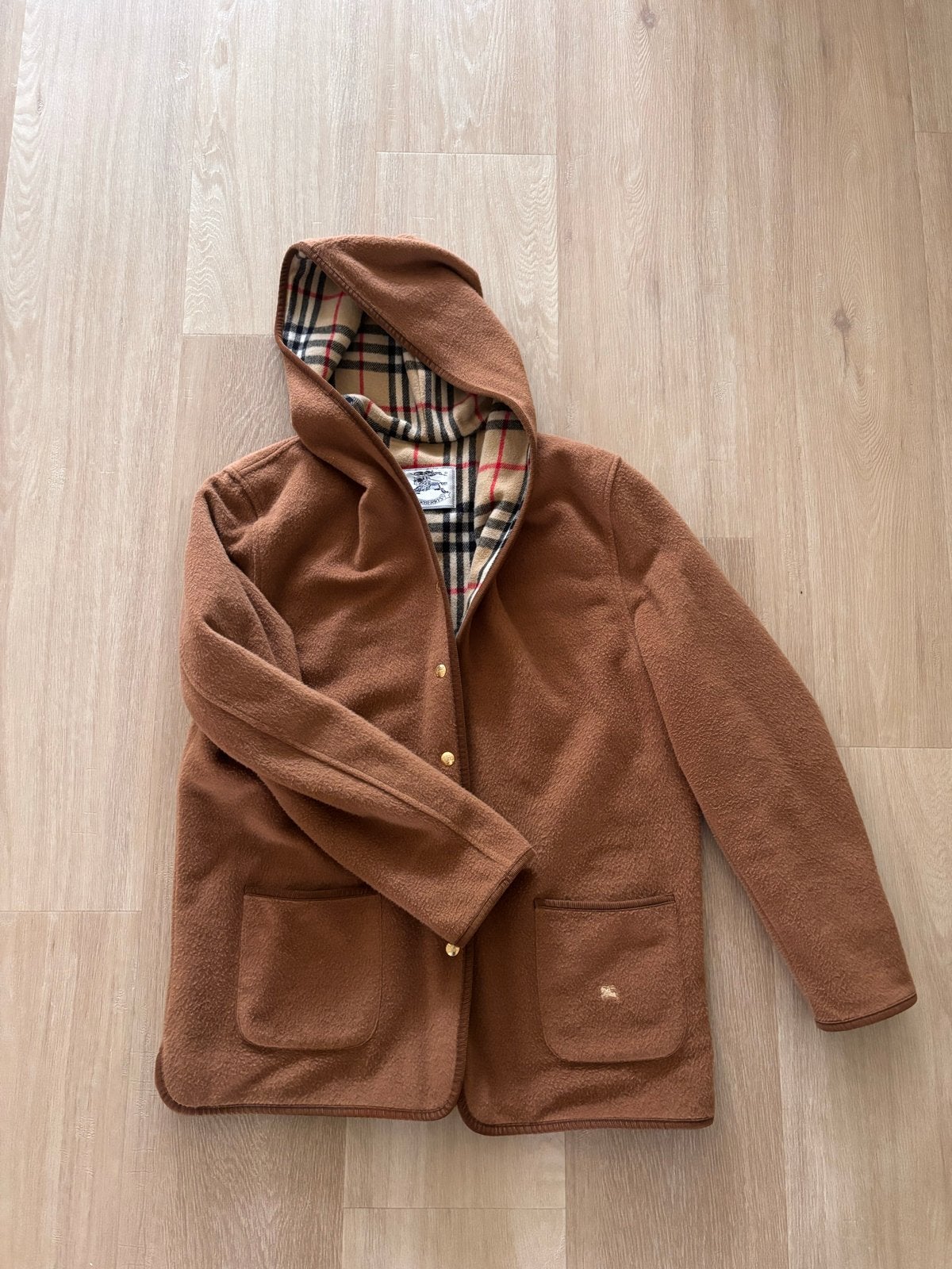 Burberry wollen vest/jas met capuchon - Maat M, Kleding | Heren, Ophalen of Verzenden, Gedragen, Bruin