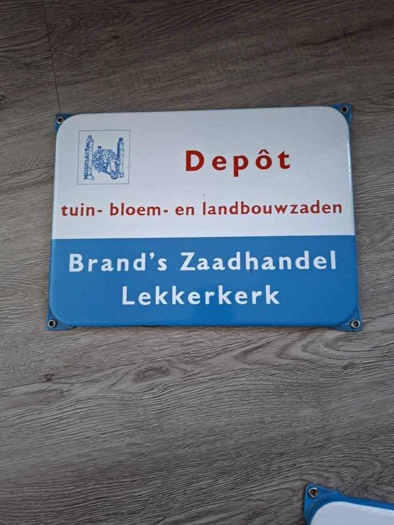 brand ,s zaadhandel  lekkerkerk  depot, Ophalen of Verzenden, Gebruikt, Reclamebord