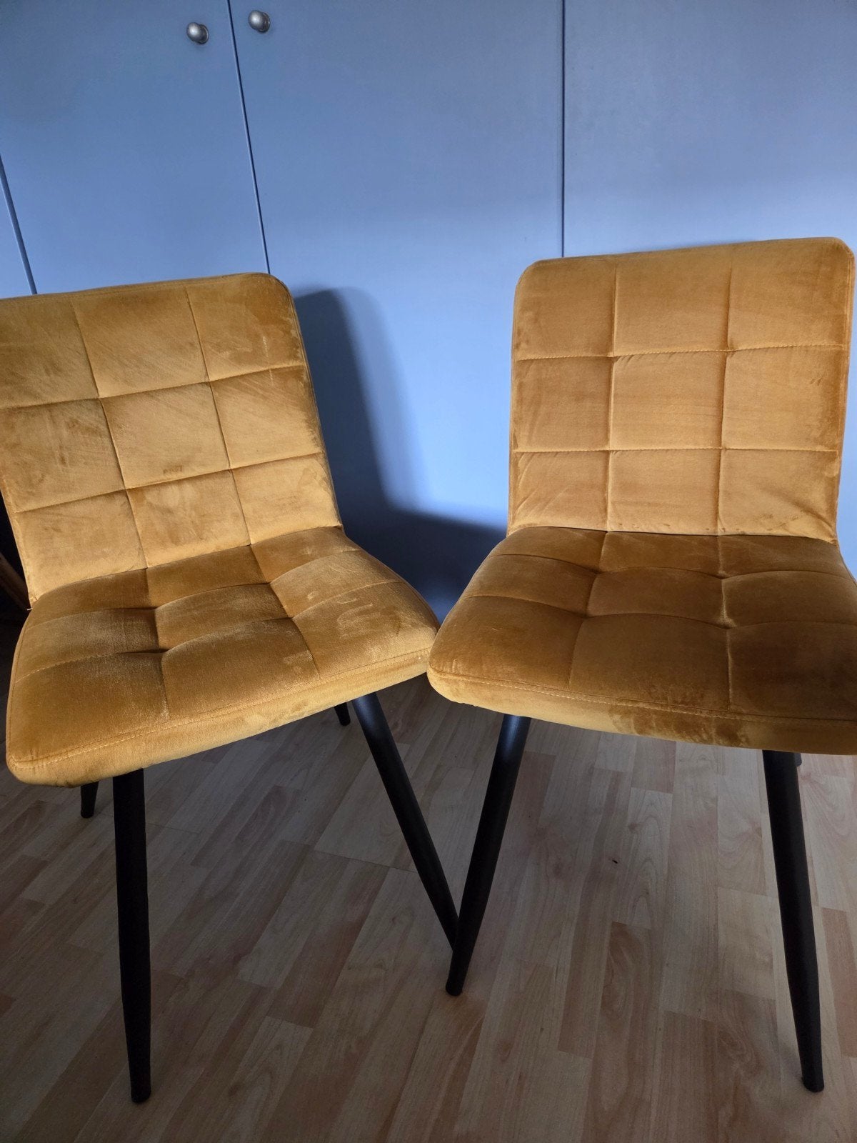 Set van 6 mosterdgele eetkamerstoelen, Ophalen, Gebruikt, Modern, industrieel, Overige kleuren
