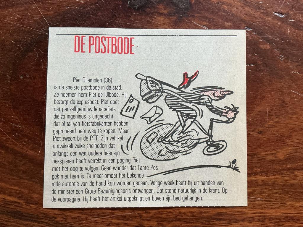 Karikatuur Dik Bruynesteyn De Postbode 1986 krantenartikel, Ophalen of Verzenden, Knipsel(s)