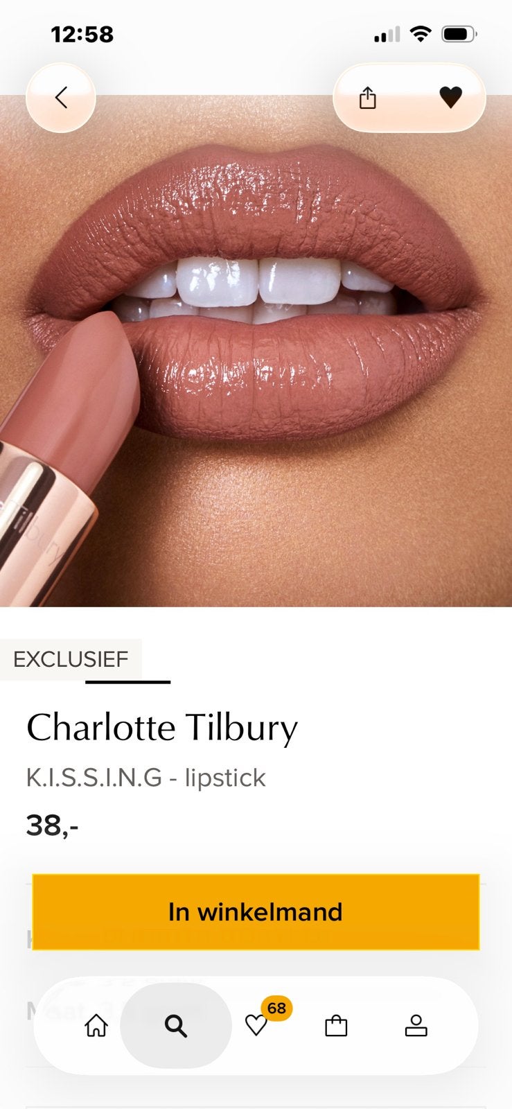 Charlotte Tilbury nude lipstick, Ophalen of Verzenden, Zo goed als nieuw, Lippen
