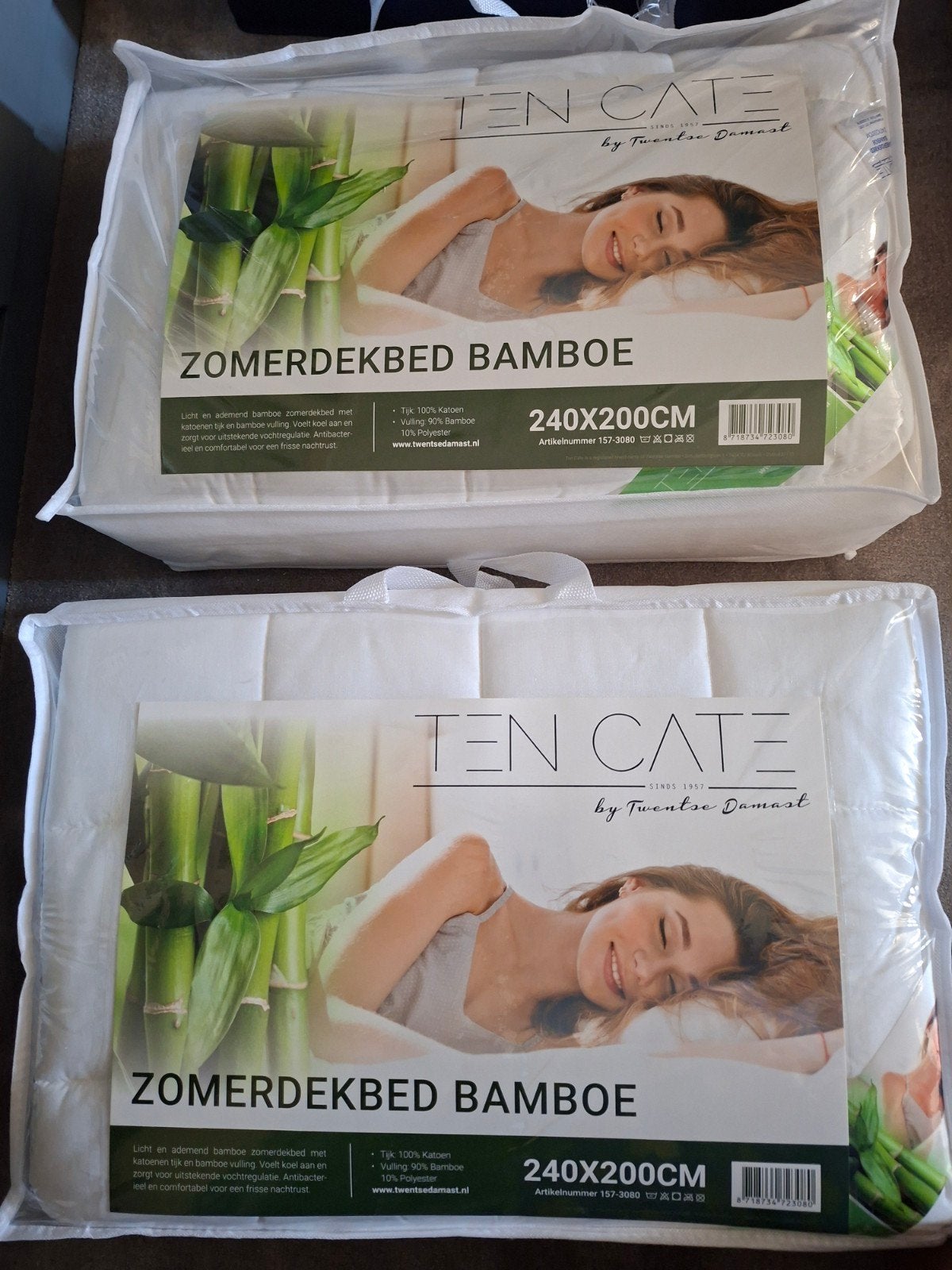 2x Zomerdekbed Ten Cate Bamboe 240x200 NIEUW per stuk NIEUW, Huis en Inrichting, Slaapkamer | Beddengoed, Wit, Dekbedovertrek