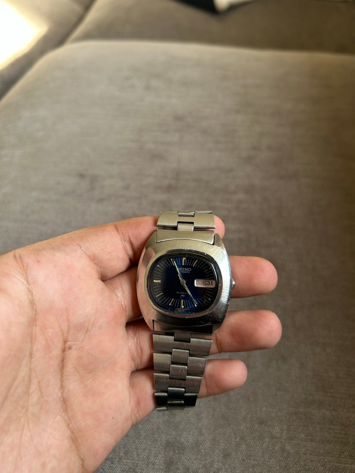Vintage Seiko Automatic 7006-5000 Blue Sunburst (1970s), Seiko, Staal, Met bandje, Polshorloge