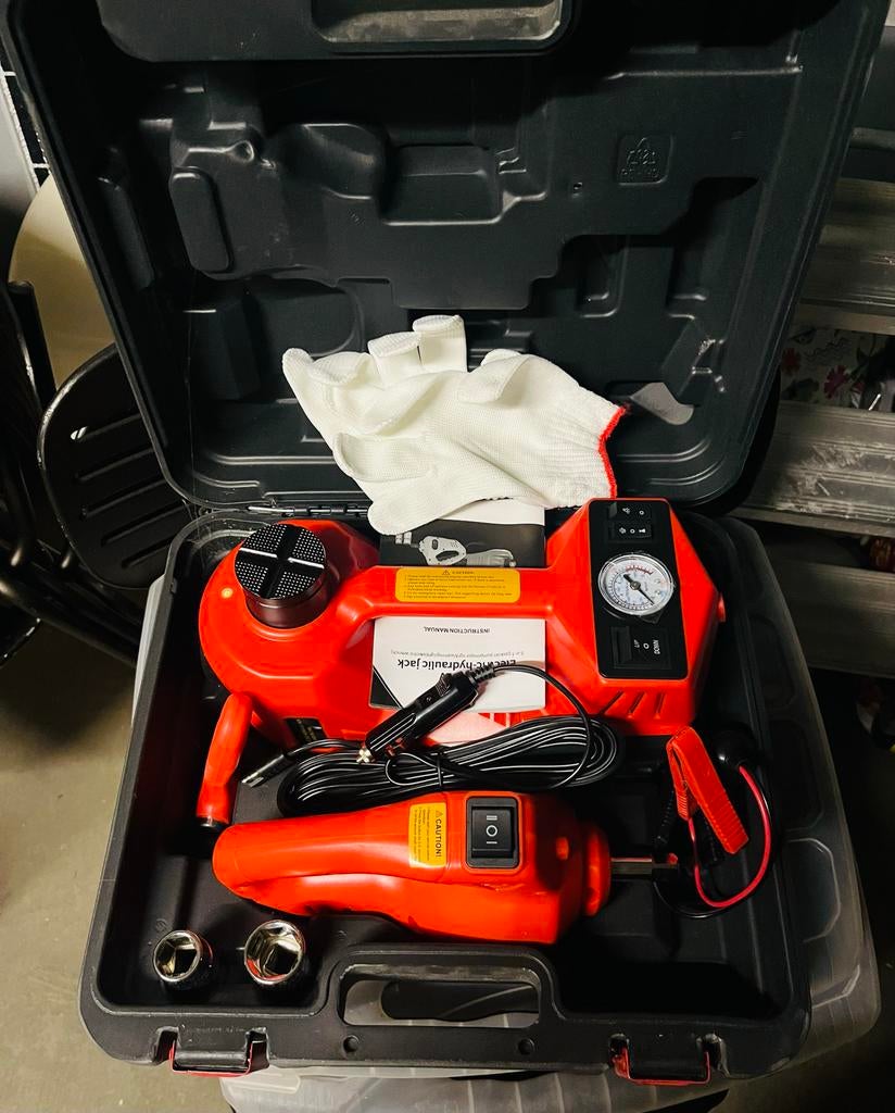 Elektrische hydraulische krik+luchtpomp+moersleutel te koop, Auto diversen, Autogereedschap, Ophalen, Nieuw
