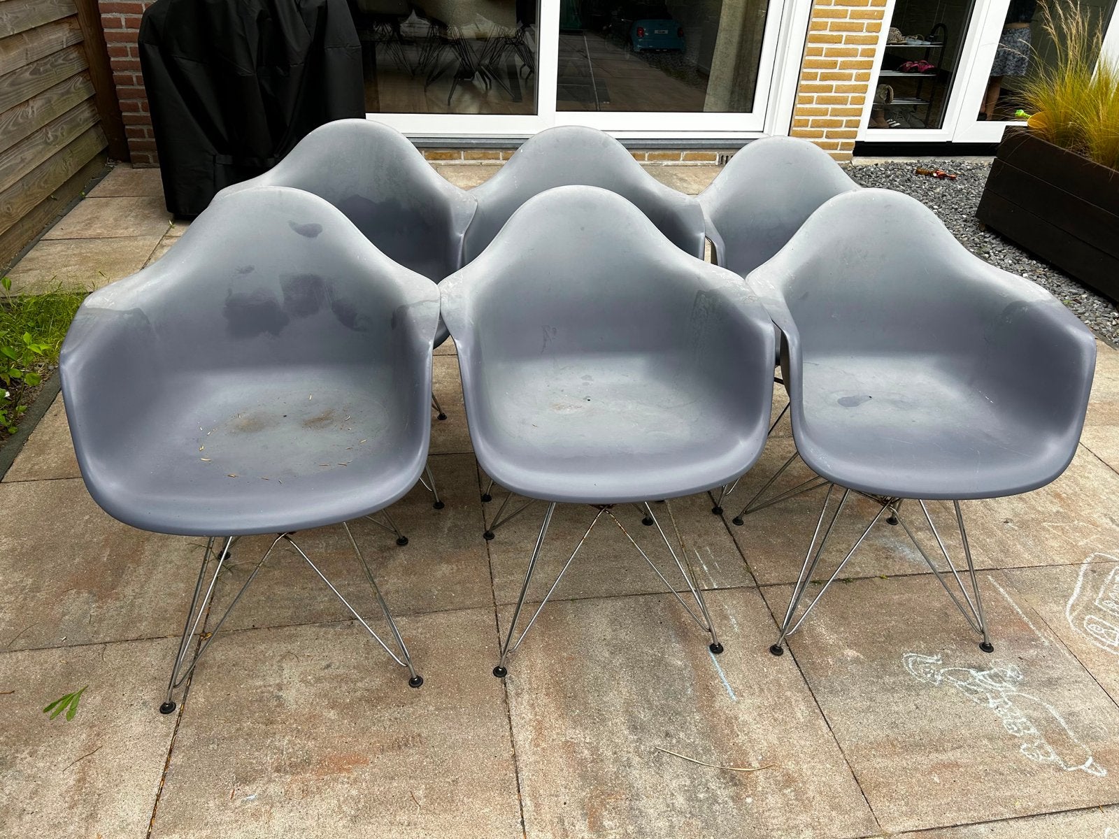 Gratis afhalen Kuipstoelen, Huis en Inrichting, Stoelen, Ophalen, Kunststof, Gebruikt, Grijs