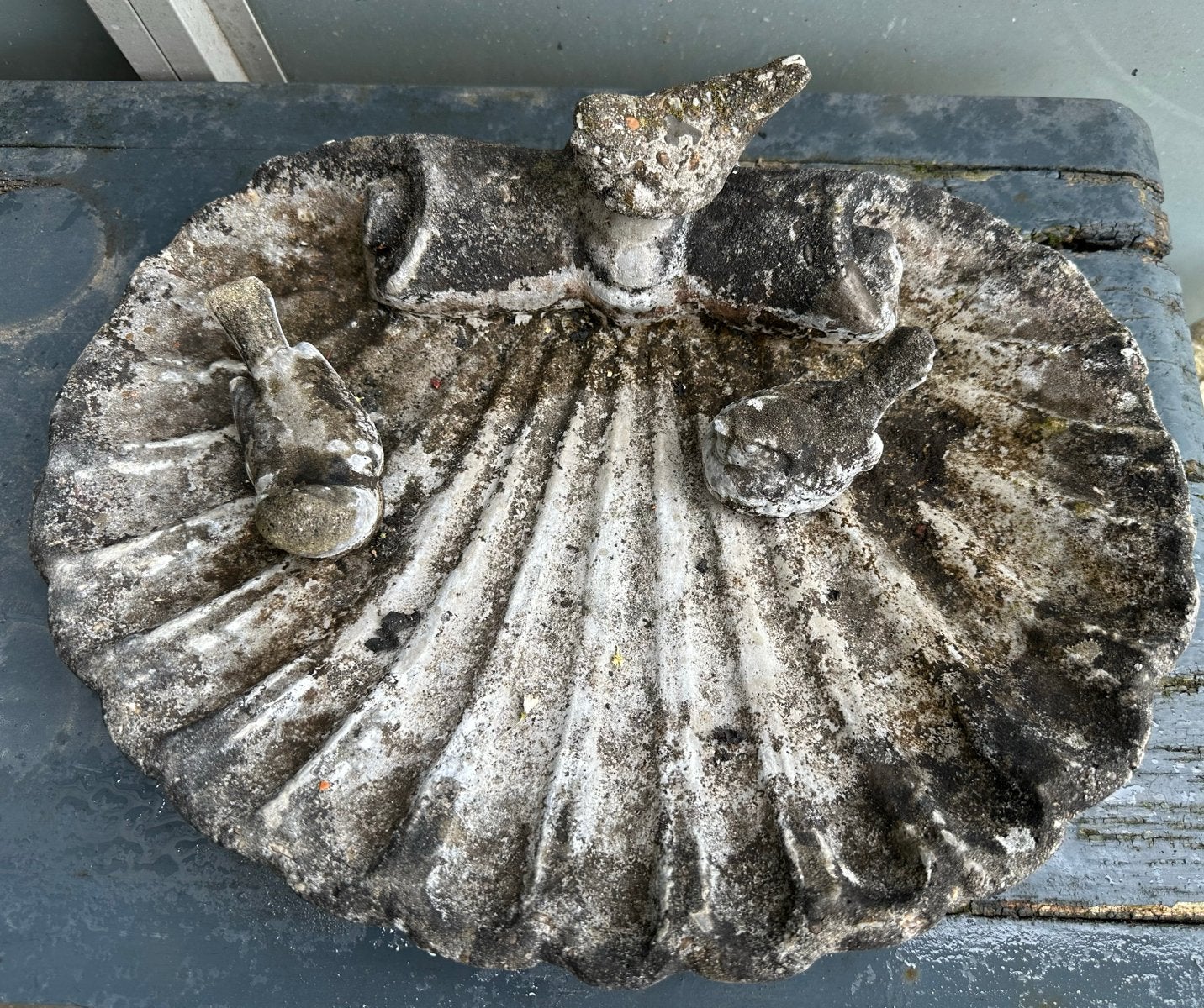 Decoratieve vogelbad schaal van steen, Ophalen, Gebruikt, Steen, Dierenbeeld