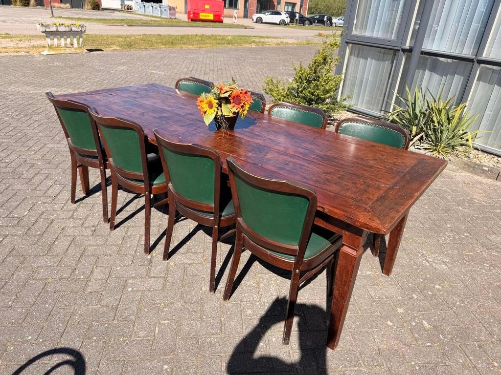 Massief tafel eikenhouten stamtafel 243x93 eettafel, Ophalen of Verzenden