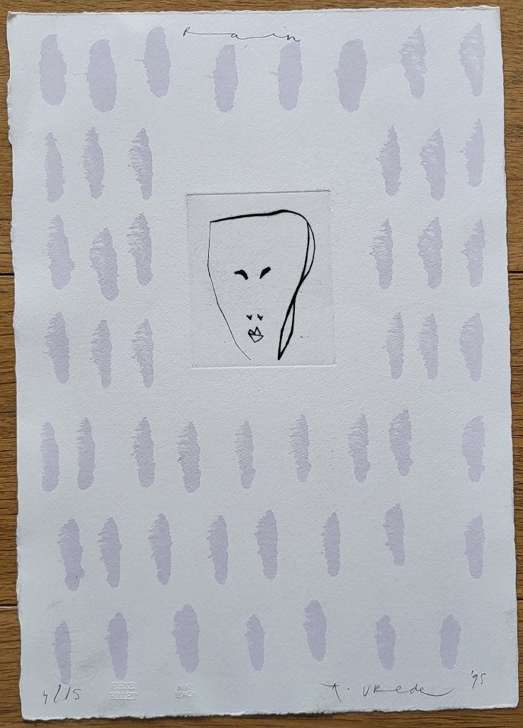Anton Vrede - Gesigneerde zeefdruk "Rain" - 1995 - 4/15, Gelimiteerde oplage, Lithografie, Ophalen, Personages en Fantasiefiguren