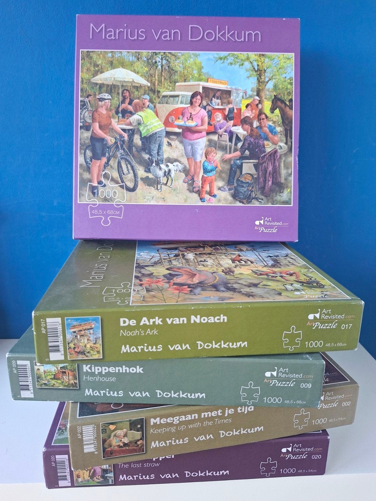 Stapel puzzels Marius van Dokkum, Hobby en Vrije tijd, Ophalen of Verzenden, 500 t/m 1500 stukjes, Gebruikt, Legpuzzel