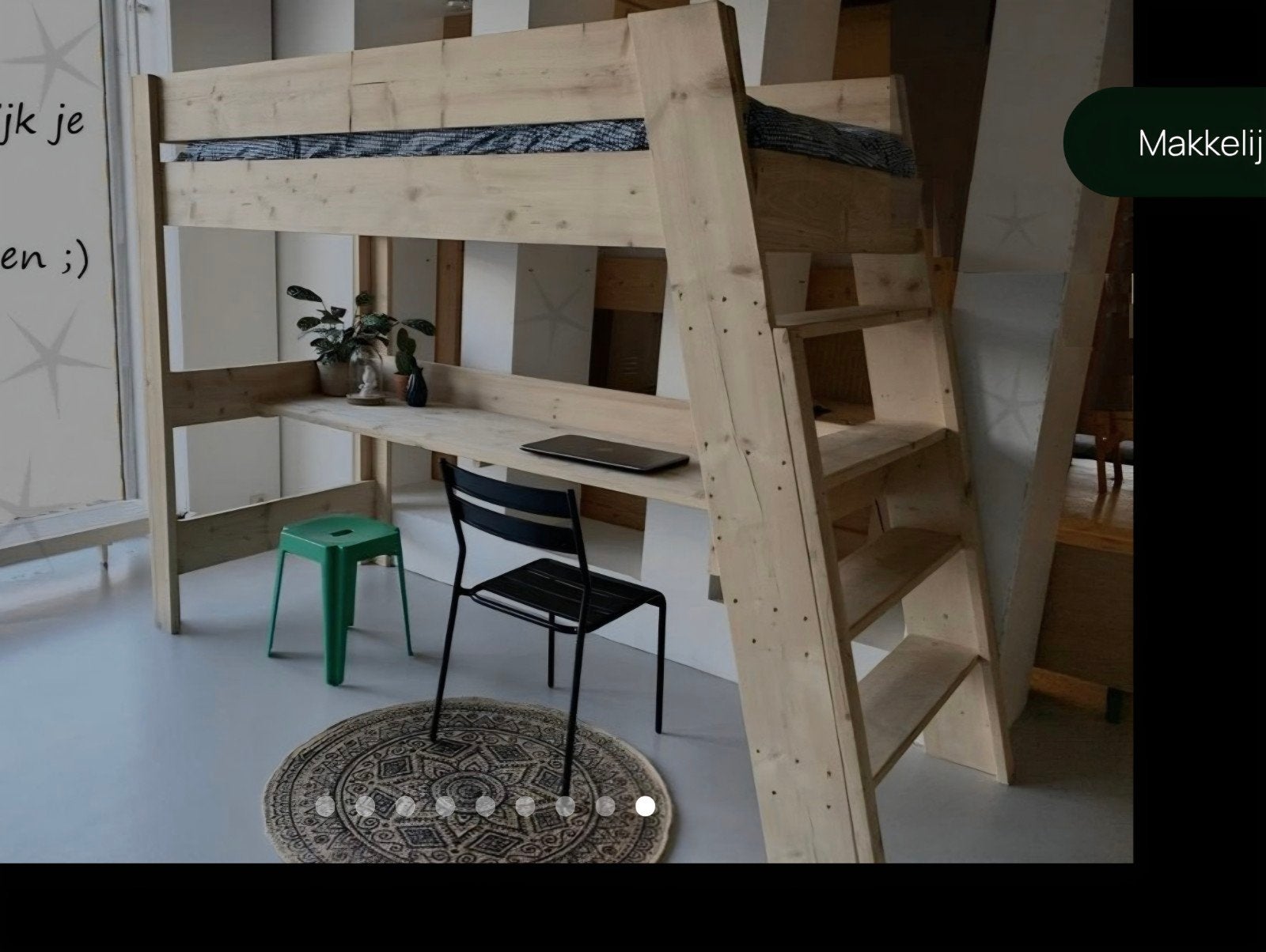 Rockwood Hoogslaper Seth met bureau en lattenbodem, Ophalen, Eenpersoons, Zo goed als nieuw, 90 cm