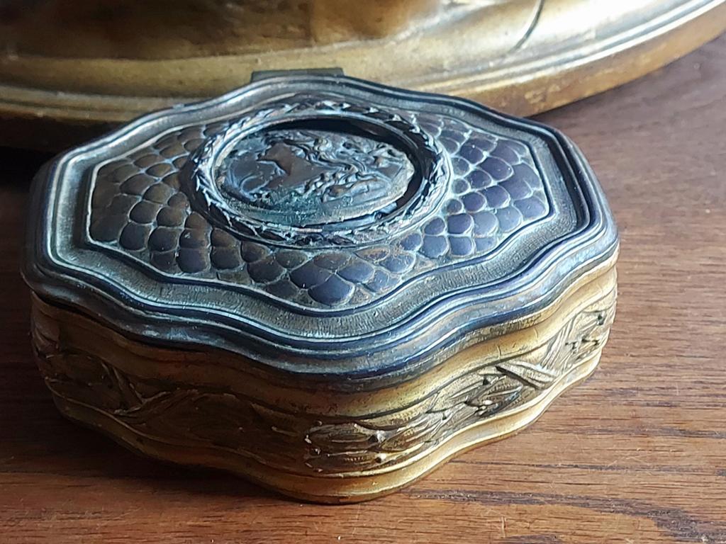Mooi oud sleets Frans koperen Art-Nouveau sieraden kistje, Ophalen of Verzenden