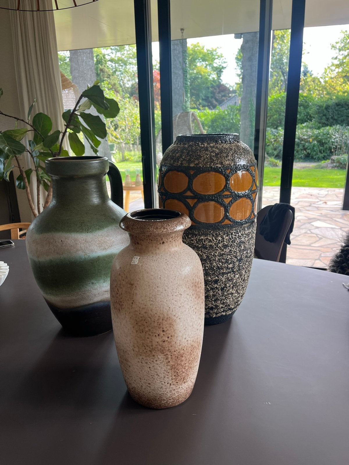 Vintage West Germany Keramiek Vazen Set - Fat Lava Stijl, Antiek en Kunst, Ophalen
