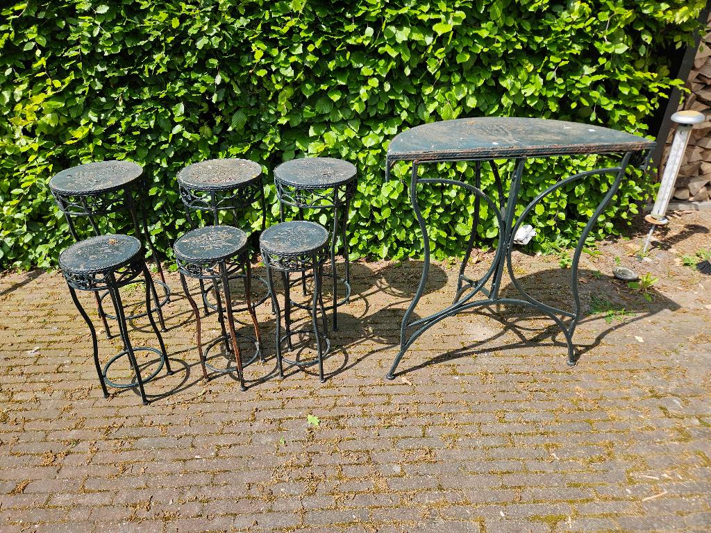 Klassieke decoratieve tuinmeubelset - Nostalux stijl, Tuin en Terras, Tuintafels, Ophalen, Gebruikt, Ovaal, Metaal
