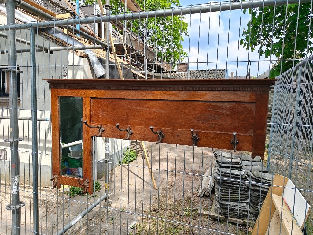 antieke wandkapstok met spiegel, Huis en Inrichting, Woonaccessoires | Kapstokken, Gebruikt, Onbekend, Onbekend, Hout