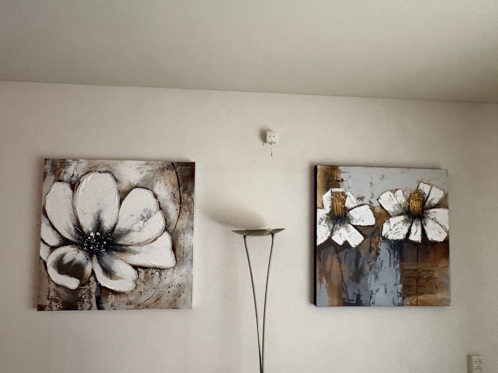 Set van 2 luxe abstracte bloemenschilderijen – canvas, Ophalen