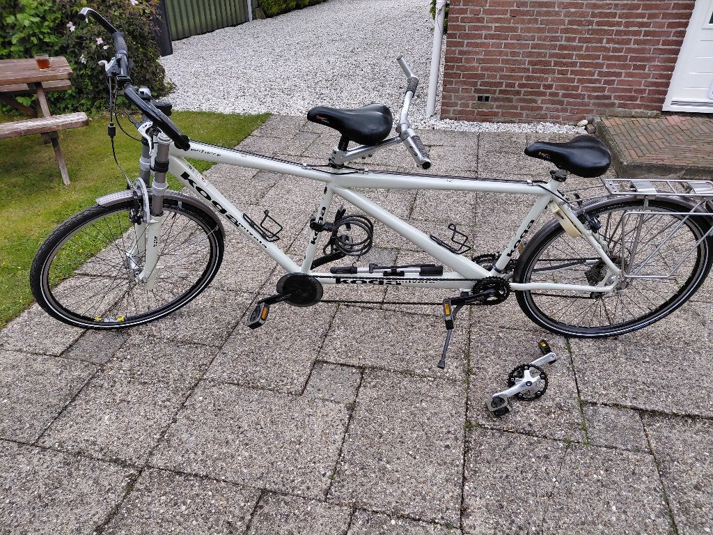 Koga miyata tandem met 3e trapas voor kind, Vering, Velgrem, Zo goed als nieuw, 51 tot 55 cm