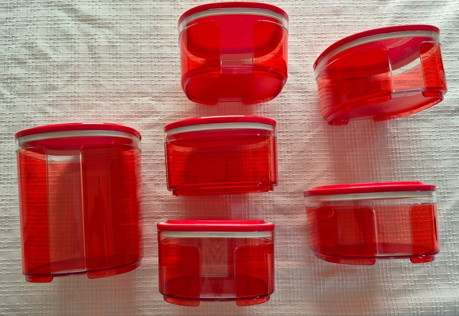 Tupperware 6 Rode Vensterbussen, Huis en Inrichting, Keuken | Tupperware, Overige typen, Rood, Ophalen of Verzenden