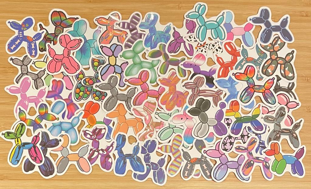 Opblaasbare gekleurde hondjes stickers, Verzenden, Nieuw, Meerdere stickers