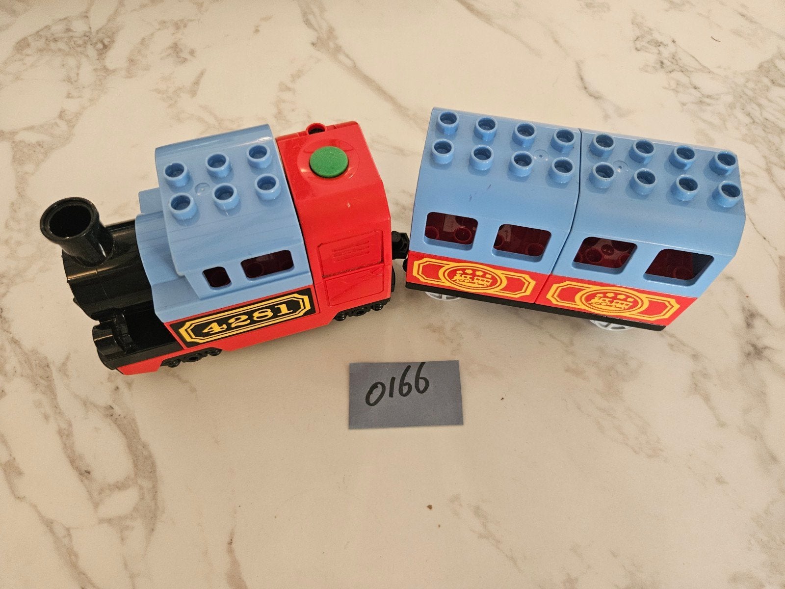 0166 Duplo Elektrische Trein rood blauw, Kinderen en Baby's, Ophalen of Verzenden, Zo goed als nieuw, Duplo