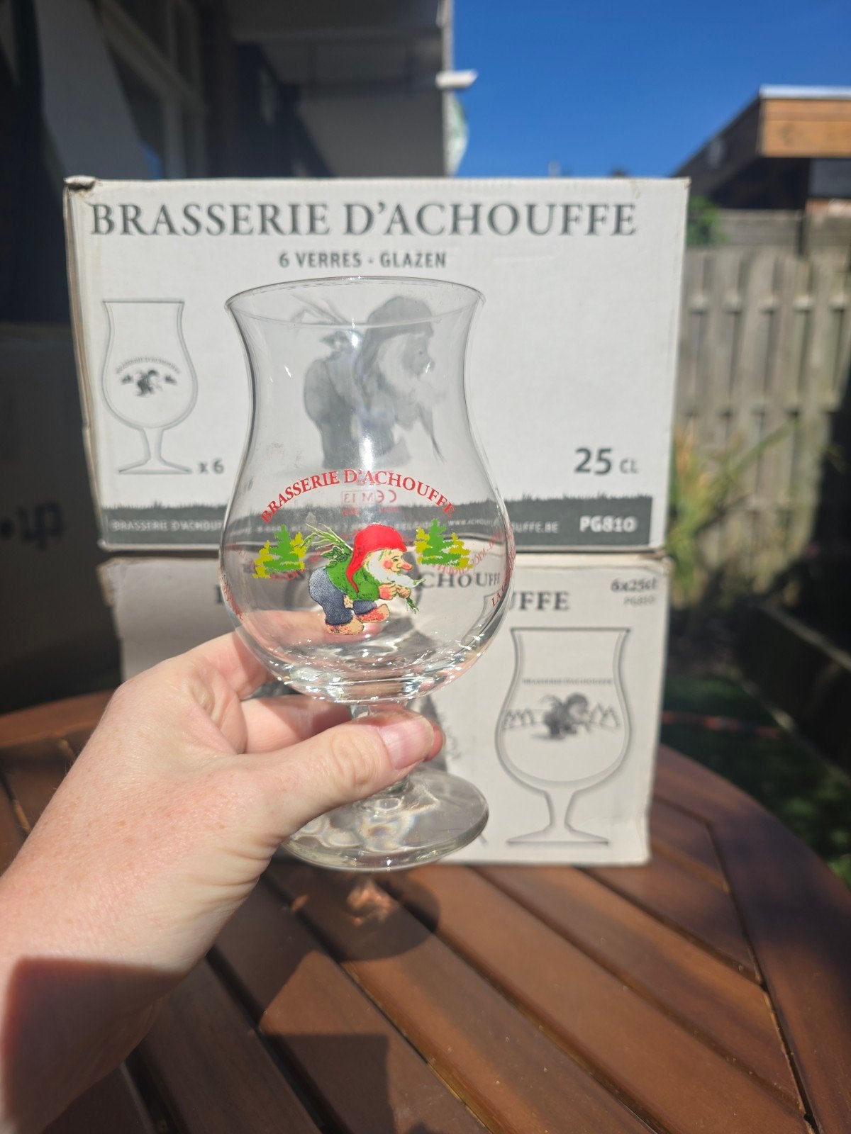 La Chouffe bierglazen 25cl - 6 of 12 stuks, Ophalen of Verzenden, Zo goed als nieuw, Glas of Glazen, Overige merken